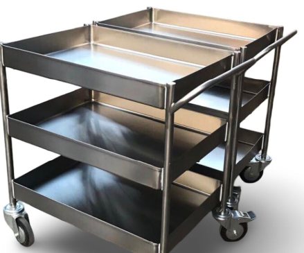 Customized stainless steel three-tier trolley